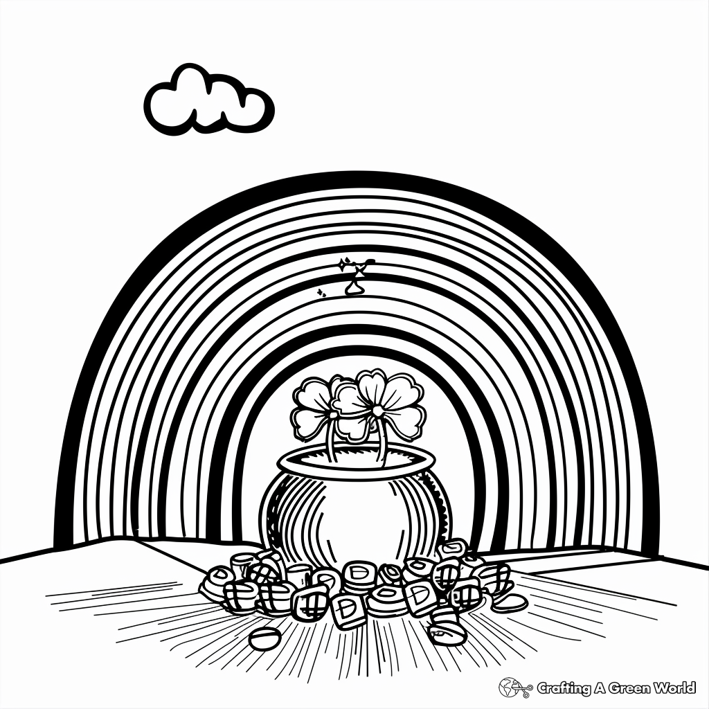 Rainbow With Pot Of Gold Coloring Page