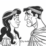 Cleopatra's Encounter with Julius Caesar Coloring Pages 1