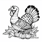 Cornucopia and Turkey Thanksgiving Coloring Pages 2