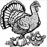 Cornucopia and Turkey Thanksgiving Coloring Pages 4