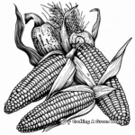 Cornucopia Corn Harvest Coloring Pages 2