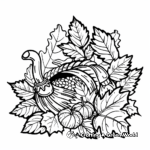 Cornucopia with Autumn Leaves Coloring Pages 1