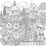 Cottage Garden Coloring Pages: Flower and Vegetable 1
