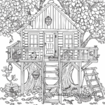 Cozy Interior of a Tree House Coloring Pages 2