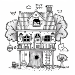 Cozy Interior of a Tree House Coloring Pages 3
