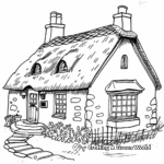 Cozy Thatched-Roof Cottage Coloring Pages 1