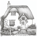 Cozy Thatched-Roof Cottage Coloring Pages 3