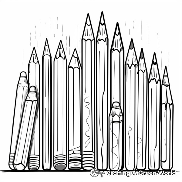 Crayons and Pencils: Combo Coloring Pages 2