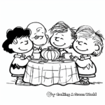 Creative Peanuts Gang at Thanksgiving Coloring Pages 4