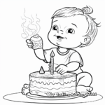 Cute Baby and Birthday Cake Coloring Pages 3