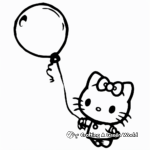 Cute Baby Hello Kitty with Balloon Coloring Pages 2