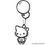 Cute Baby Hello Kitty with Balloon Coloring Pages 3
