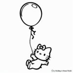 Cute Baby Hello Kitty with Balloon Coloring Pages 4