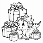 Cute Baby Stegosaurus Opening Gifts Coloring Pages 1