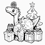 Cute Baby Stegosaurus Opening Gifts Coloring Pages 4
