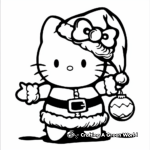 Cute Hello Kitty in Santa Outfit Coloring Pages 2