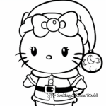 Cute Hello Kitty in Santa Outfit Coloring Pages 3