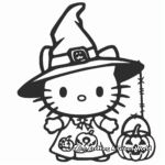 Cute Hello Kitty Witch Coloring Pages 1