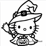 Cute Hello Kitty Witch Coloring Pages 2