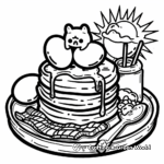 Cute Kawaii Breakfast Coloring Pages: Pancakes, Eggs, and Bacon 1
