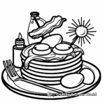 Cute Kawaii Breakfast Coloring Pages: Pancakes, Eggs, and Bacon 2