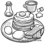 Bonitas páginas para colorear de desayunos kawaii: Tortitas, huevos y beicon 3