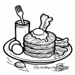Bonitas páginas para colorear de desayunos kawaii: Tortitas, huevos y beicon 4