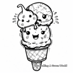 Lindo helado Kawaii Páginas para colorear 3