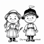Cute Little Pilgrim Boy and Girl Coloring Pages 2