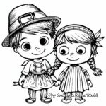 Cute Little Pilgrim Boy and Girl Coloring Pages 3
