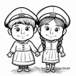 Cute Little Pilgrim Boy and Girl Coloring Pages 4