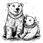 Cute Polar Bears Frozen Christmas Coloring Pages 3