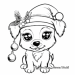 Cute Puppy Under The Mistletoe Coloring Pages 1