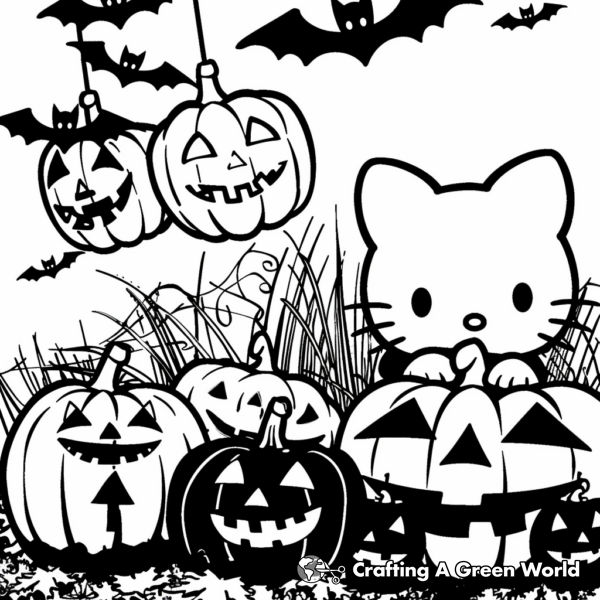 Halloween Hello Kitty Coloring Pages - Free & Printable!
