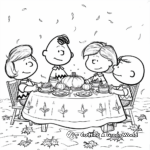Detailed Charlie Brown and Friends Thanksgiving Dinner Coloring Pages 1