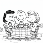 Detailed Charlie Brown and Friends Thanksgiving Dinner Coloring Pages 2
