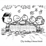 Detailed Charlie Brown and Friends Thanksgiving Dinner Coloring Pages 3