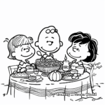 Detailed Charlie Brown and Friends Thanksgiving Dinner Coloring Pages 4