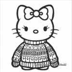 Detailed Hello Kitty Christmas Sweater Coloring Pages 1