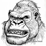 Detailed King Kong Portrait Coloring Pages for Adults 1