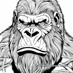 Detailed King Kong Portrait Coloring Pages for Adults 2