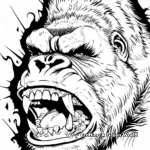 Detailed King Kong Portrait Coloring Pages for Adults 3