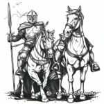 Detailed Knight and Horse Coloring Pages for Adults 2
