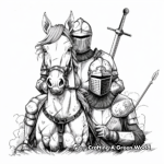 Detailed Knight and Horse Coloring Pages for Adults 4