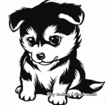 Detailed Lisa Frank Husky Puppy Coloring Pages for Adults 2