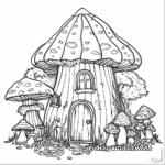 Detailed Mushroom Cottage Coloring Pages for Adults 1