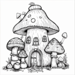 Detailed Mushroom Cottage Coloring Pages for Adults 2