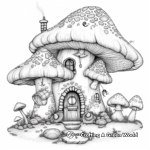 Detailed Mushroom Cottage Coloring Pages for Adults 3
