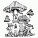 Detailed Mushroom Cottage Coloring Pages for Adults 4
