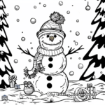 Detailed Snowman Frozen Christmas Coloring Pages 2